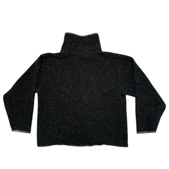 Vintage 90s Black Speckled Fleece Pullover Sweatshirt Oversized Small Women ALPS - Picture 5 of 10